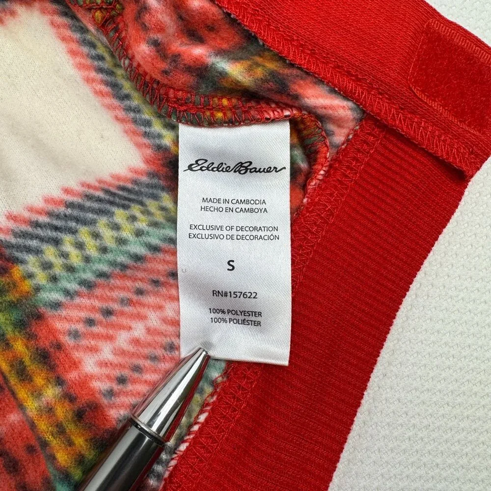 Eddie Bauer Red Plaid Pet Bodysuit Size Small Flannel Family Dog Pajamas NEW